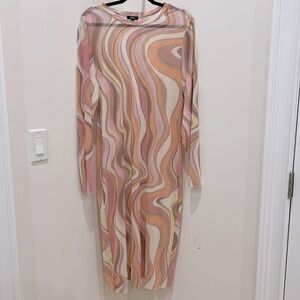 70s retro vibe mesh midi dress